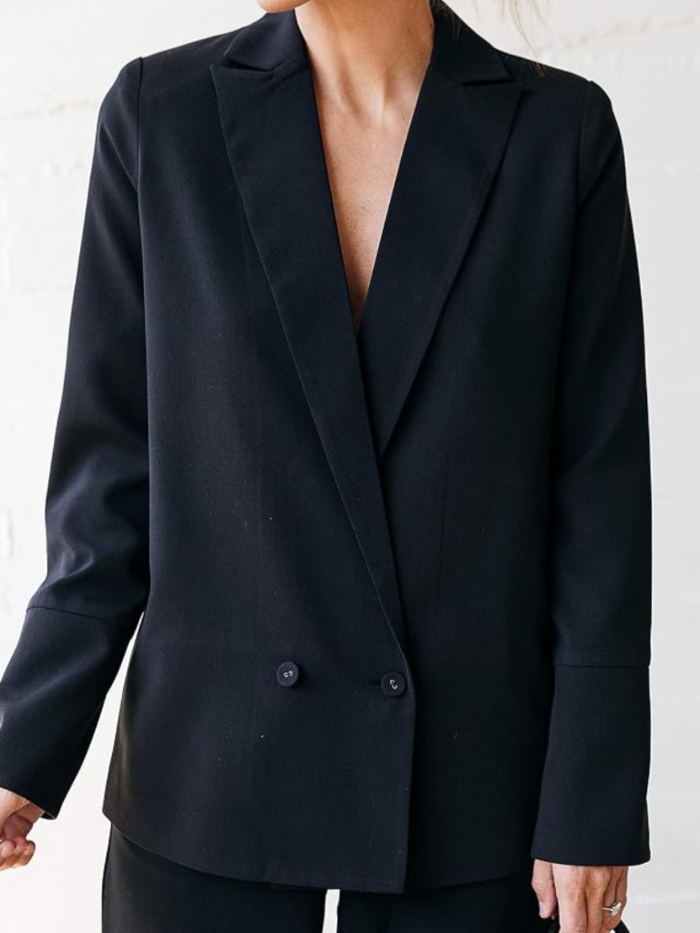 The Drop Women's Black Lined Crossover Blazer | Black | Size M